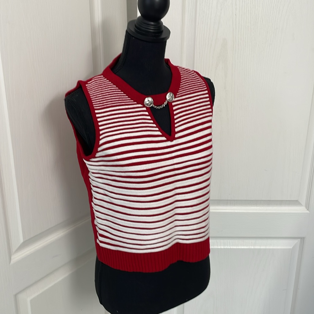 St.John Sport Vest Wool Mix Size M Red/White